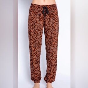 PJ Salvage Wild Love Banded Pants Sz Large. Mocha/Black